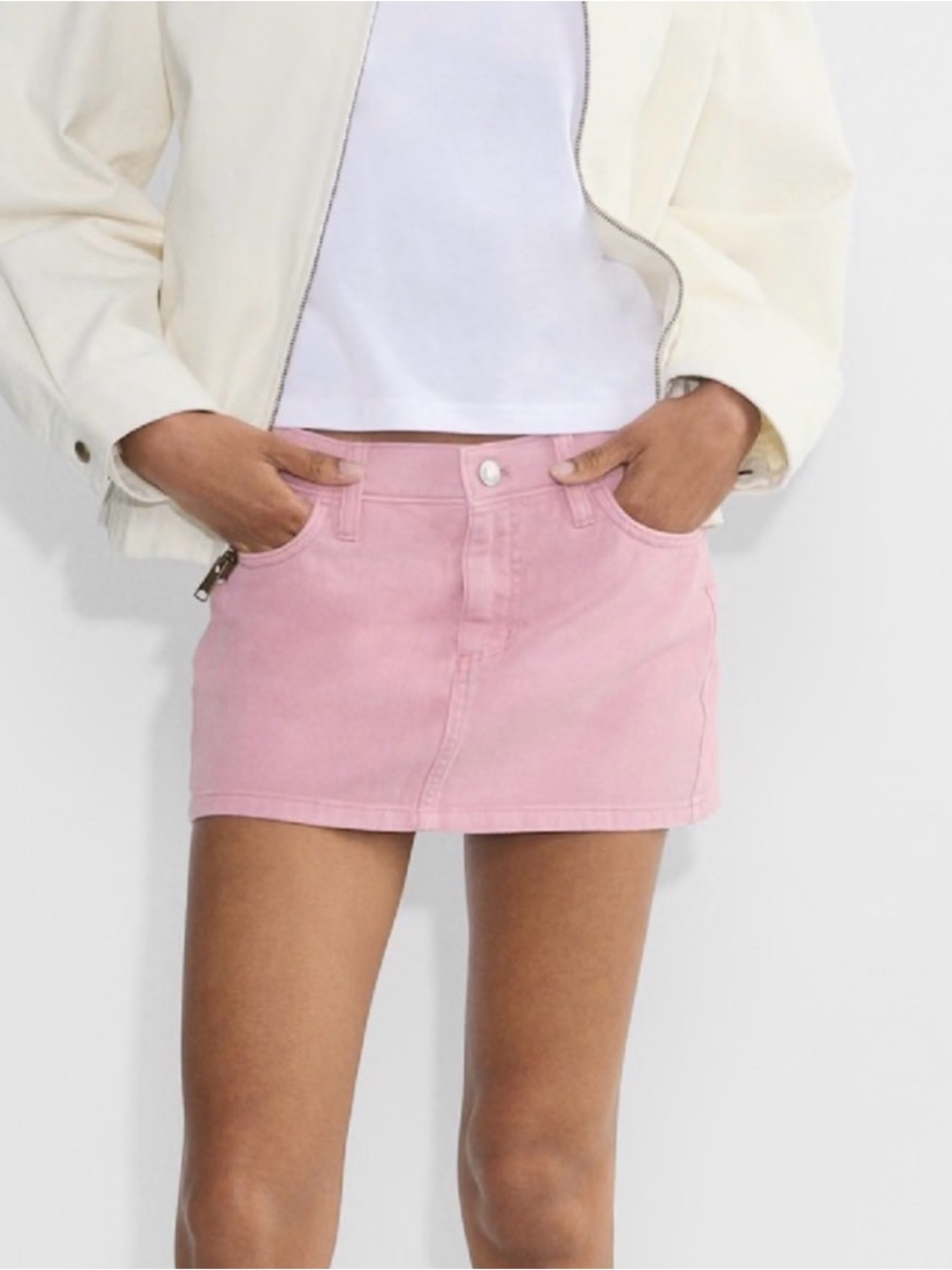 TNA Pink Denim Mini Skirt